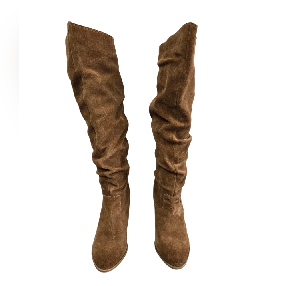 Steve Madden Savas Slouchy Heeled Suede Leather Tall Boots - Picture 3 of 8